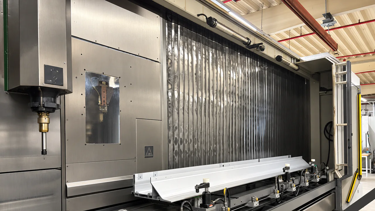 Große CNC-Fräsmaschine für die Bearbeitung langer Aluminiumprofile